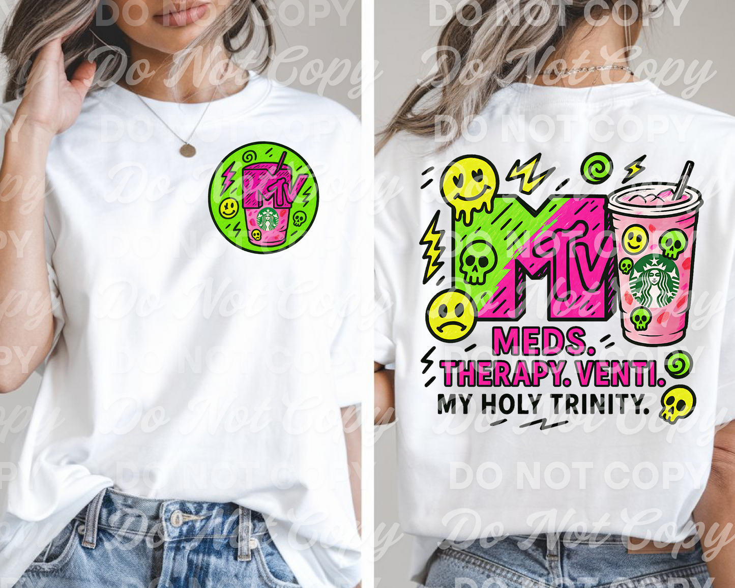 Meds Therapy Venti + Mayhem Trauma Vibes PNG Bundle | Mental Health Snarky Design | Digital Download