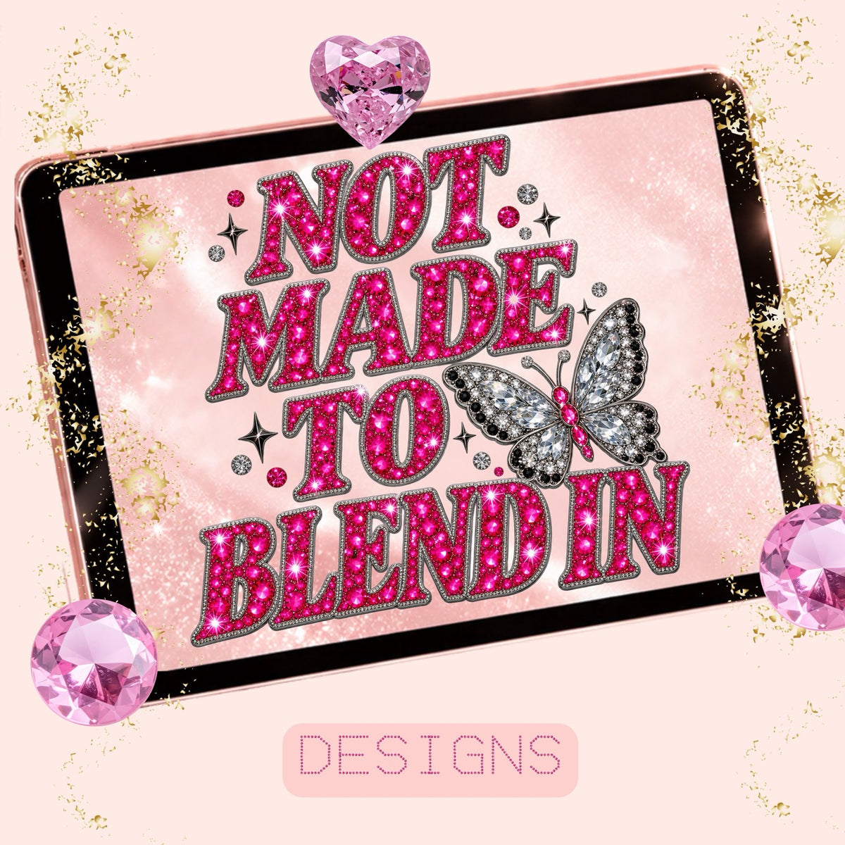 Bedazzled EVERYTHING Digital Mega Bundle | 41+ Digital Assets | Rhinestone Designs, Clipart, Seamless Patterns, Backgrounds & Font