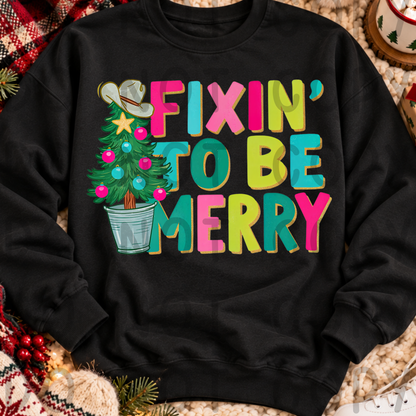 Fixin' to Be Merry Christmas PNG | Western Cowgirl Holiday Design