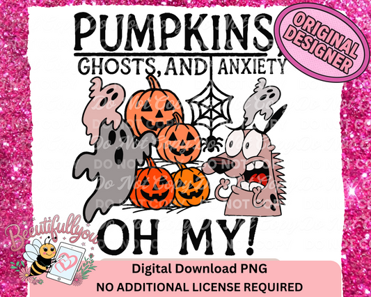 Pumpkins, Ghosts, and Anxiety – Funny Fall PNG