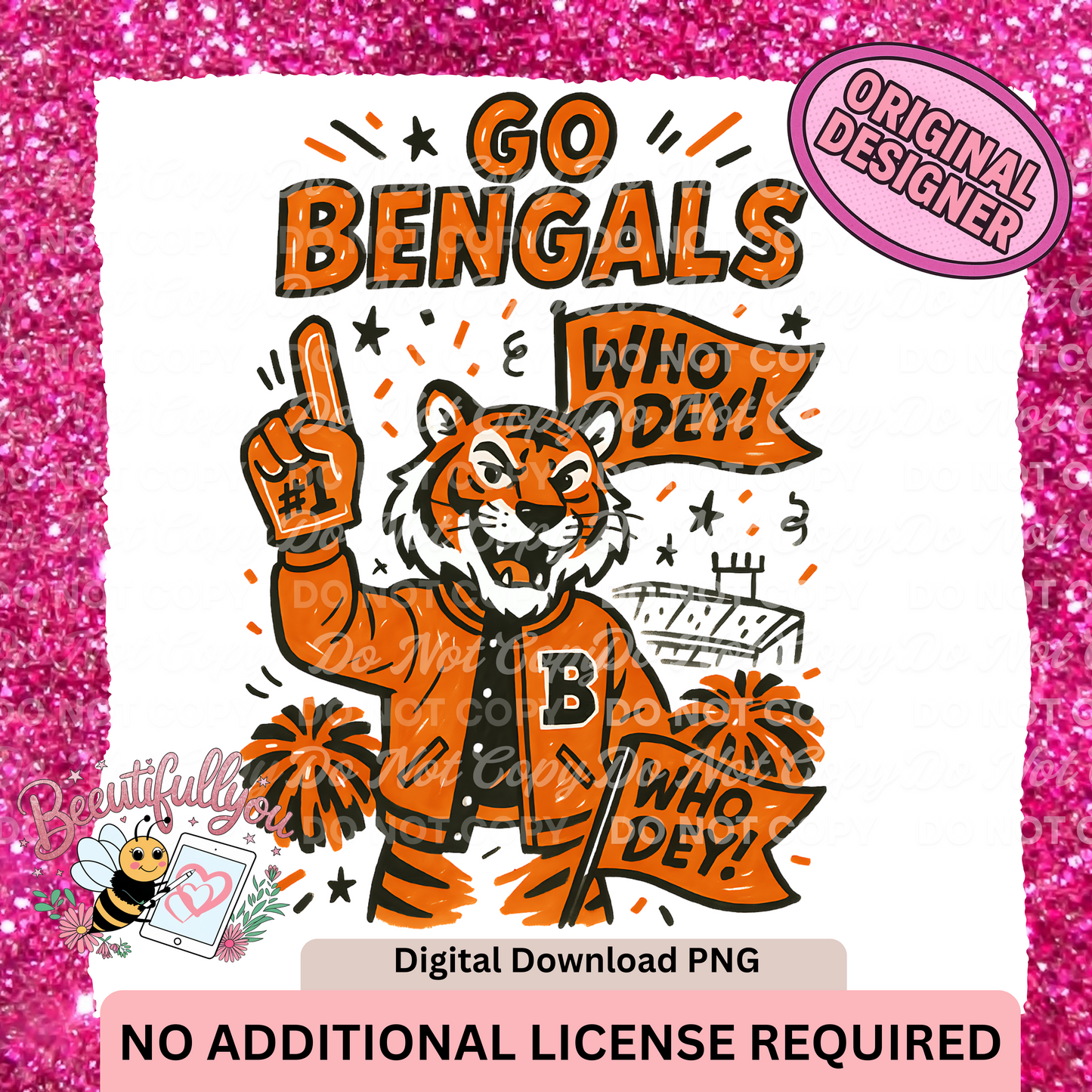 Go Bengals PNG – Who Dey Tiger Mascot Design