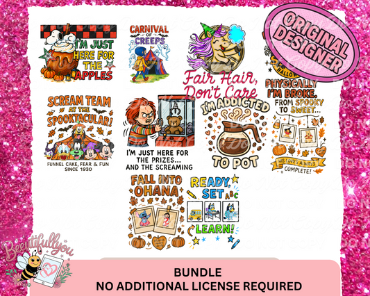 Spooky & Sweet Fall Character Design Bundle | 10 PNG Downloads