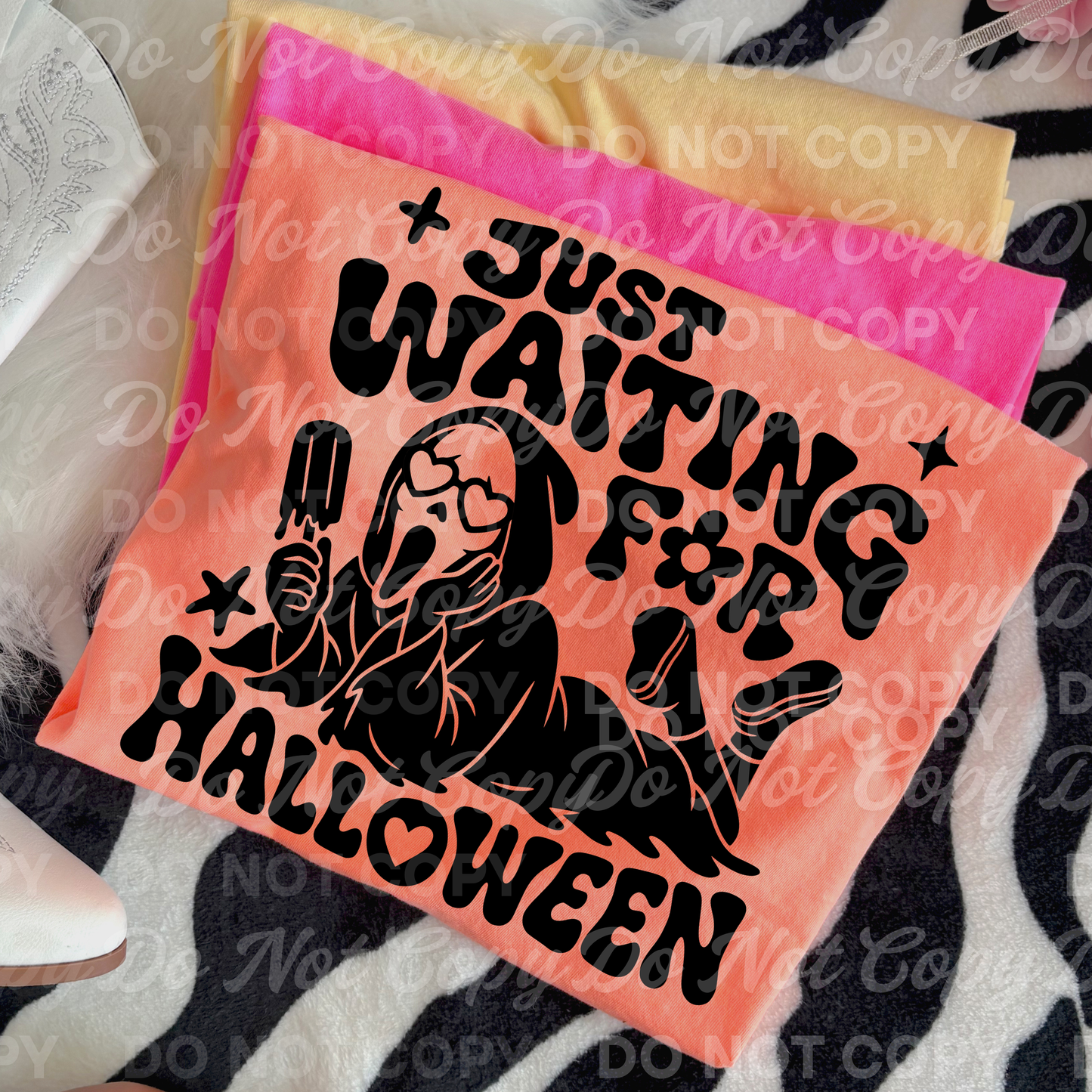 Just Waiting for Halloween PNG | Summer Ghostface Design | Spooky Summer Shirt Design | Funny Horror Vacation PNG | DTF & Sublimation Design Download
