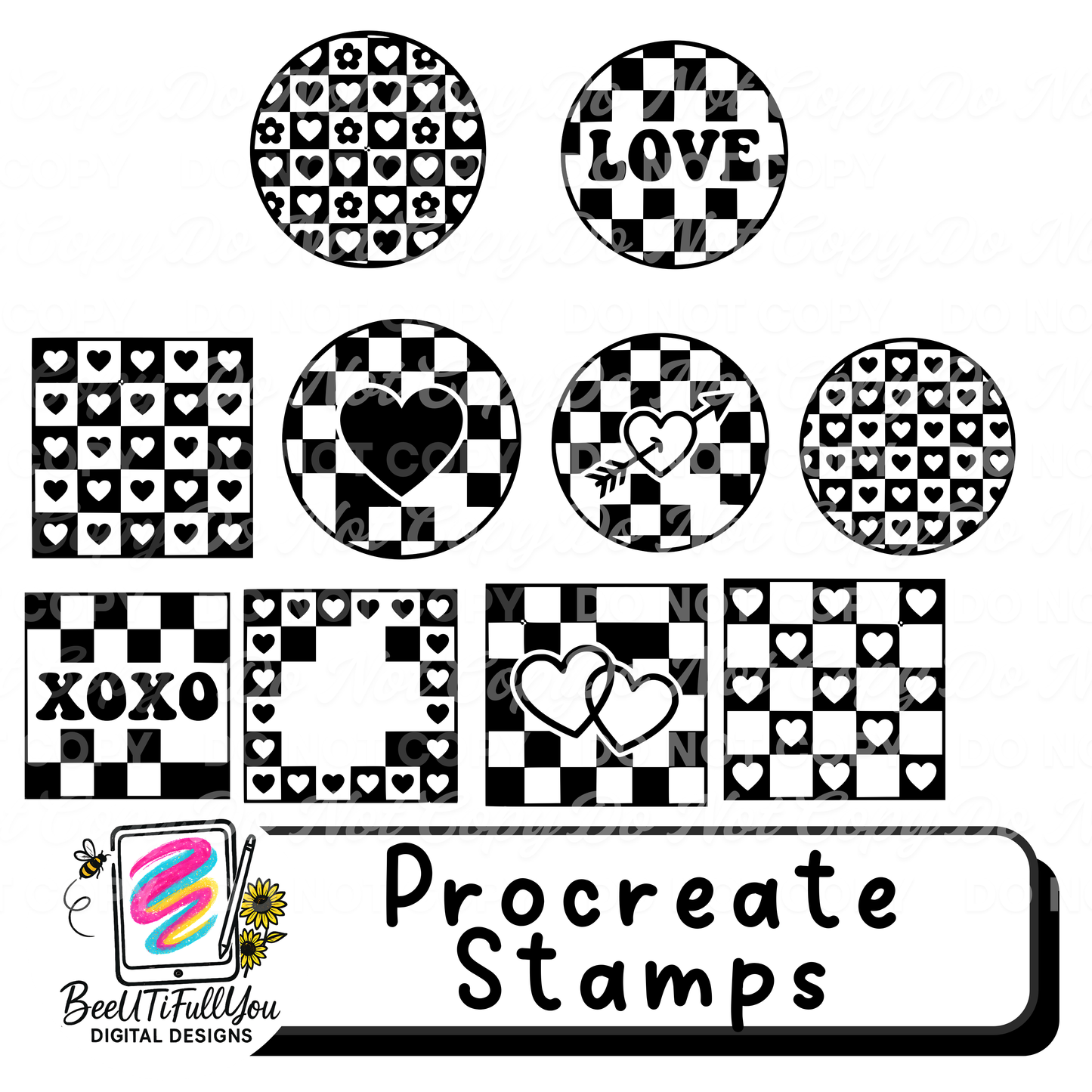 Valentine Procreate Stamp Bundle | Decorative Overlay Stamps for Procreate | Love & Heart Elements