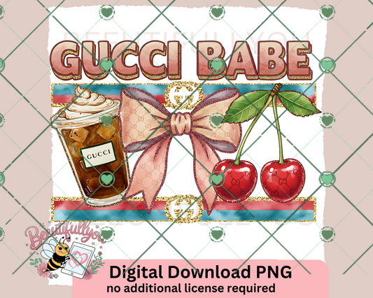 Gucci Babe – Boujee Iced Coffee Girl Digital PNG Download