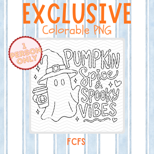 Exclusive Pumpkin Spice & Spooky Vibes Colorable PNG