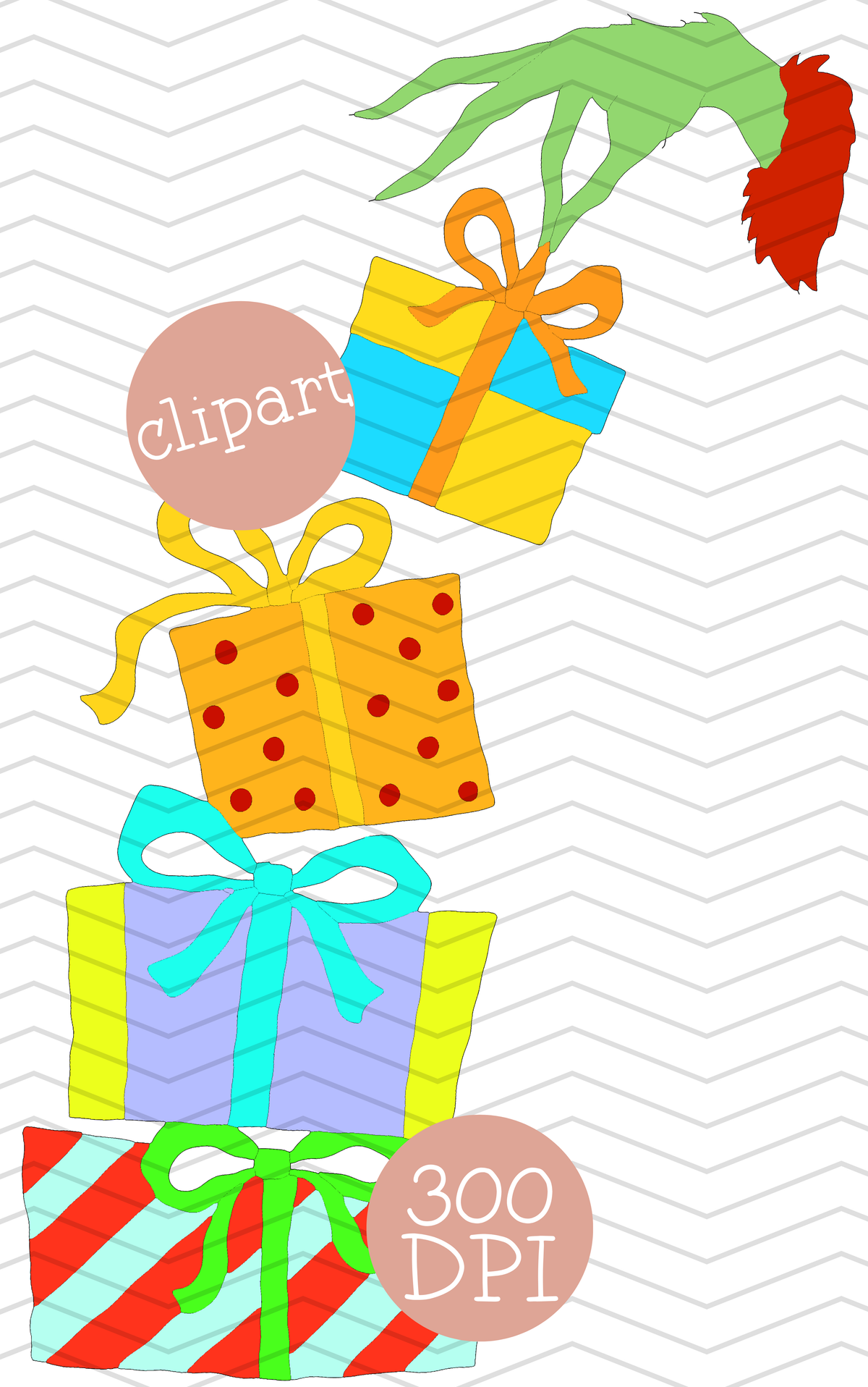 Grouch Christmas Clipart Bundle, 16PC