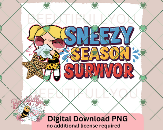 Sneezy Season Survivor – Funny Allergy Digital PNG Design