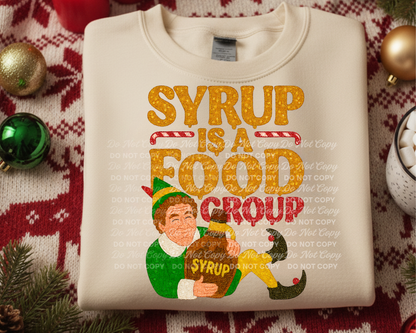 Syrup Is a Food Group PNG | Funny Elf Christmas Design