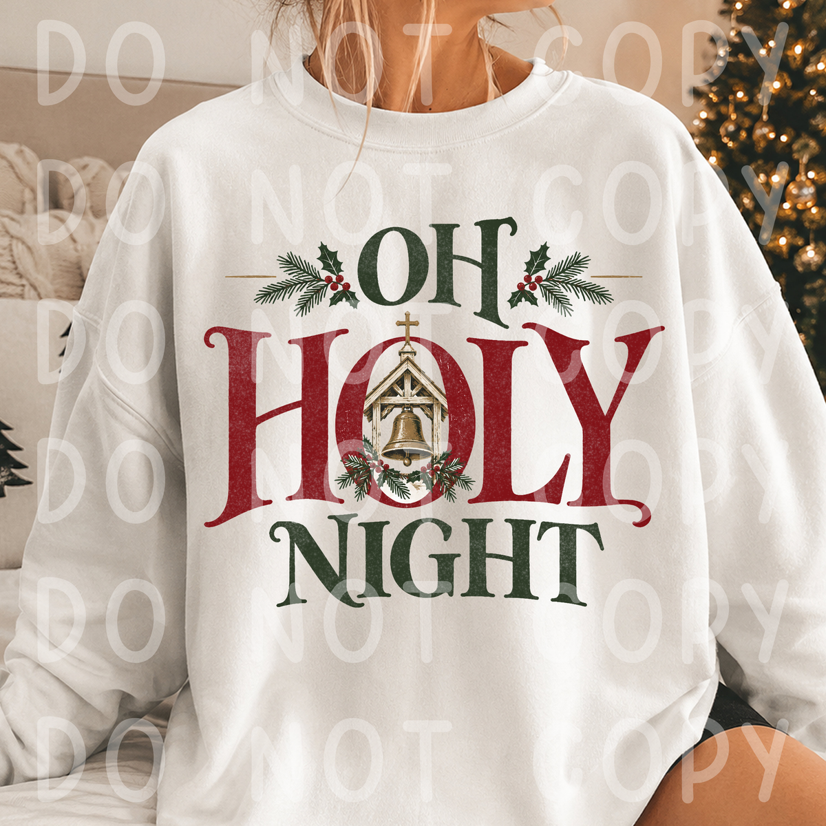Oh Holy Night Christmas PNG Design Download