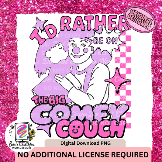 Big Comfy Couch PNG | Retro 90s Nostalgia Design | Funny Cartoon Shirt Sublimation | Pink Aesthetic Digital Download