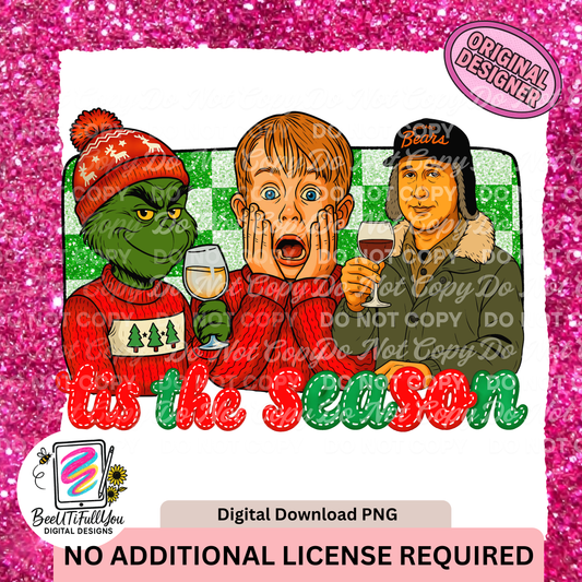 Custom Design Request for Angela | “’Tis the Season” Christmas Wine Party Design | Exclusive Digital Download PNG
