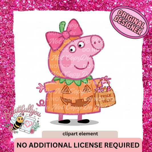 Pumpkin Piggy Halloween Clipart