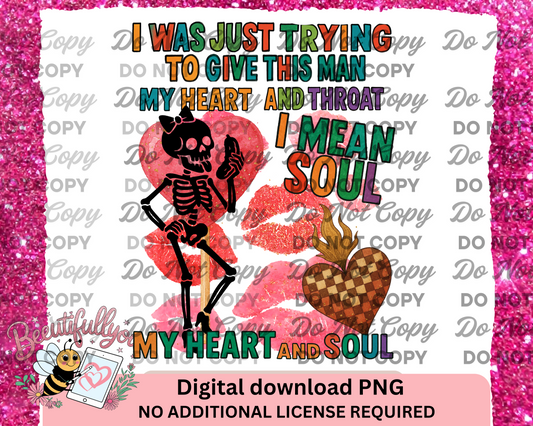 My Heart and Throat, I Mean Soul,  Digital Download, Snarky Retro Valentine Design