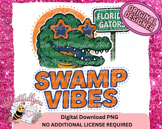 Swamp Vibes Florida Gators Mascot PNG – Game Day Star Glasses Digital Download