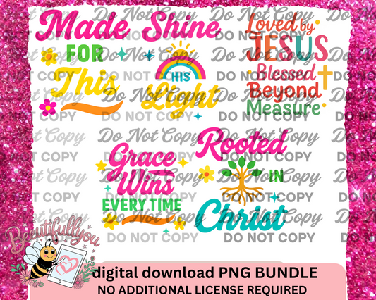 Faith Over Fear Bright Christian Bundle – 5 PNG Digital Downloads