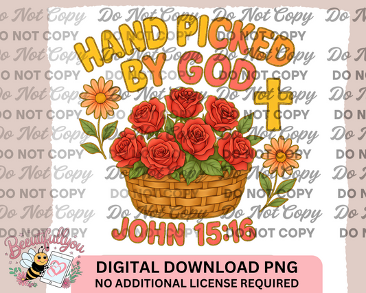 Hand Picked By God PNG Bundle – 2 Bible Verse Designs (John 15:16)