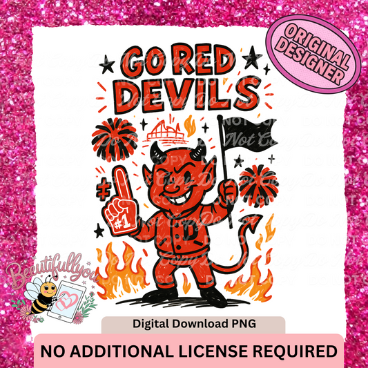 Custom Mascot PNG – Go Red Devils – School Spirit Digital Download