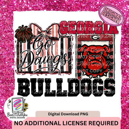 Custom Georgia Bulldogs PNG for Diane | Go Dawgs Striped Bow Design | Exclusive BeeUTiFullYou Custom