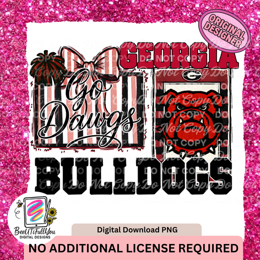 Custom Georgia Bulldogs PNG for Diane | Go Dawgs Striped Bow Design | Exclusive BeeUTiFullYou Custom
