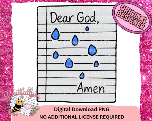 Dear God, Amen – Prayer & Tears Hand-Drawn PNG