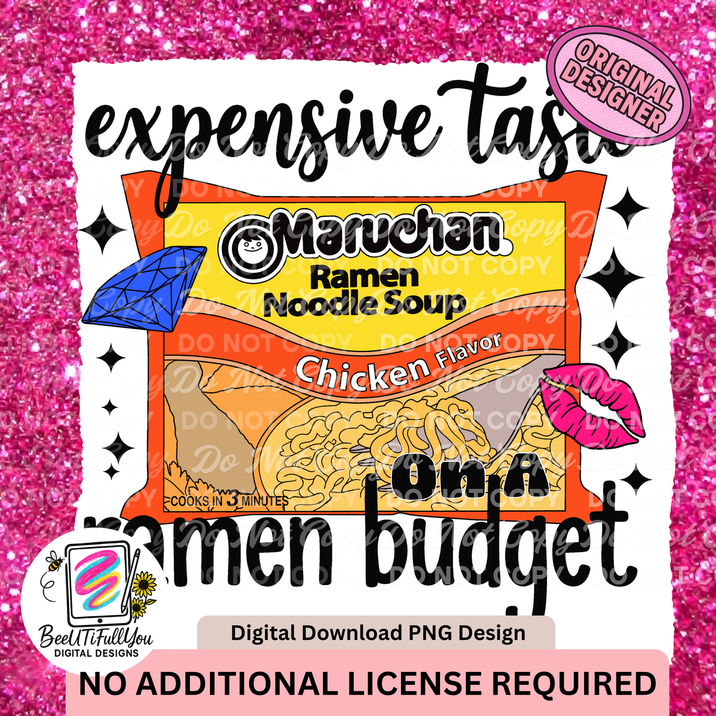 Expensive Taste on a Ramen Budget PNG | Funny Ramen Shirt Design | Digital Download | Commercial Use Included