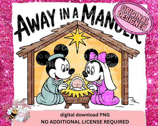 Away in a Manger Nativity PNG | Christmas Religious Digital Download