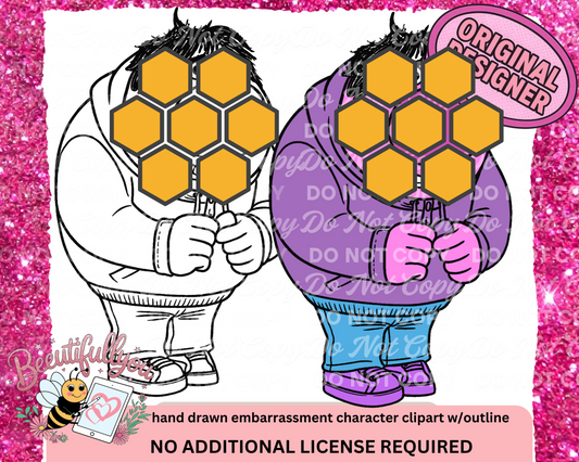 Hand Drawn Embarrassment Character Clipart with Outline – clipart for Custom Use