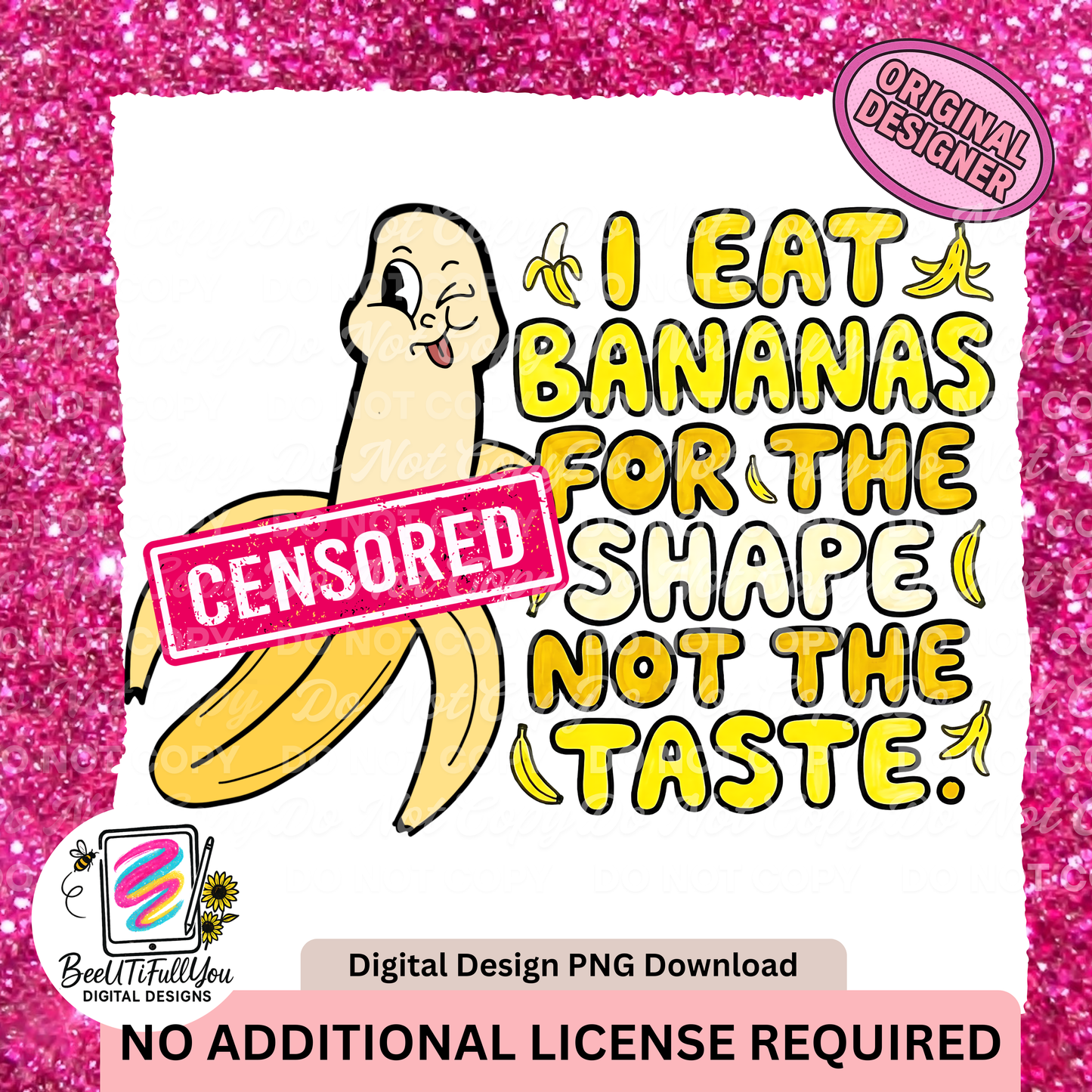 I Eat Bananas for the Shape Not the Taste PNG | Funny Adult Humor Shirt Design | Commercial Use Included