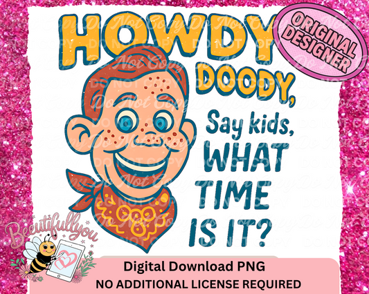 Howdy Doody PNG • Retro Puppet Clipart • Say Kids What Time Is It Design