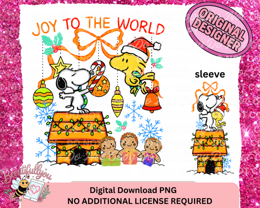 Joy to the World Christmas PNG | Digital Download | Main + Matching Sleeve Design
