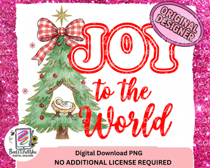 Joy to the World PNG + Matching Seamless Pattern | Christmas Nativity Digital Download | Religious Holiday Design