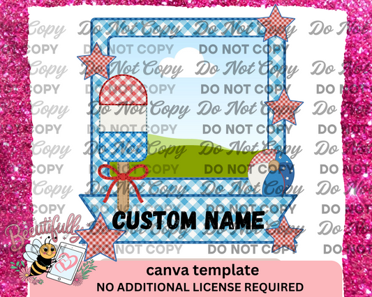 4th of July Summer Frame Canva Template – Editable Patriotic Photo Frame Bundle for Sublimation, Popsicle Beach Ball Star Template