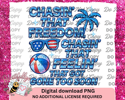 Chasin' That Freedom PNG – Patriotic Summer Sublimation File – Retro Beach Ball 4th of July Clipart