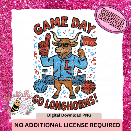 Game Day – Go Longhorns Mascot PNG Design