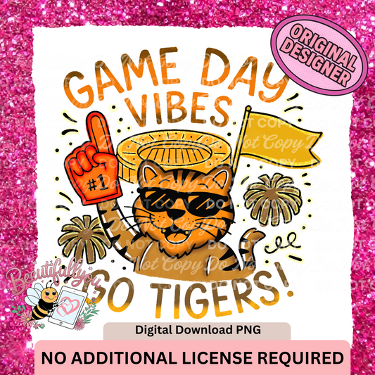 Game Day Vibes – Go Tigers! Mascot PNG Design