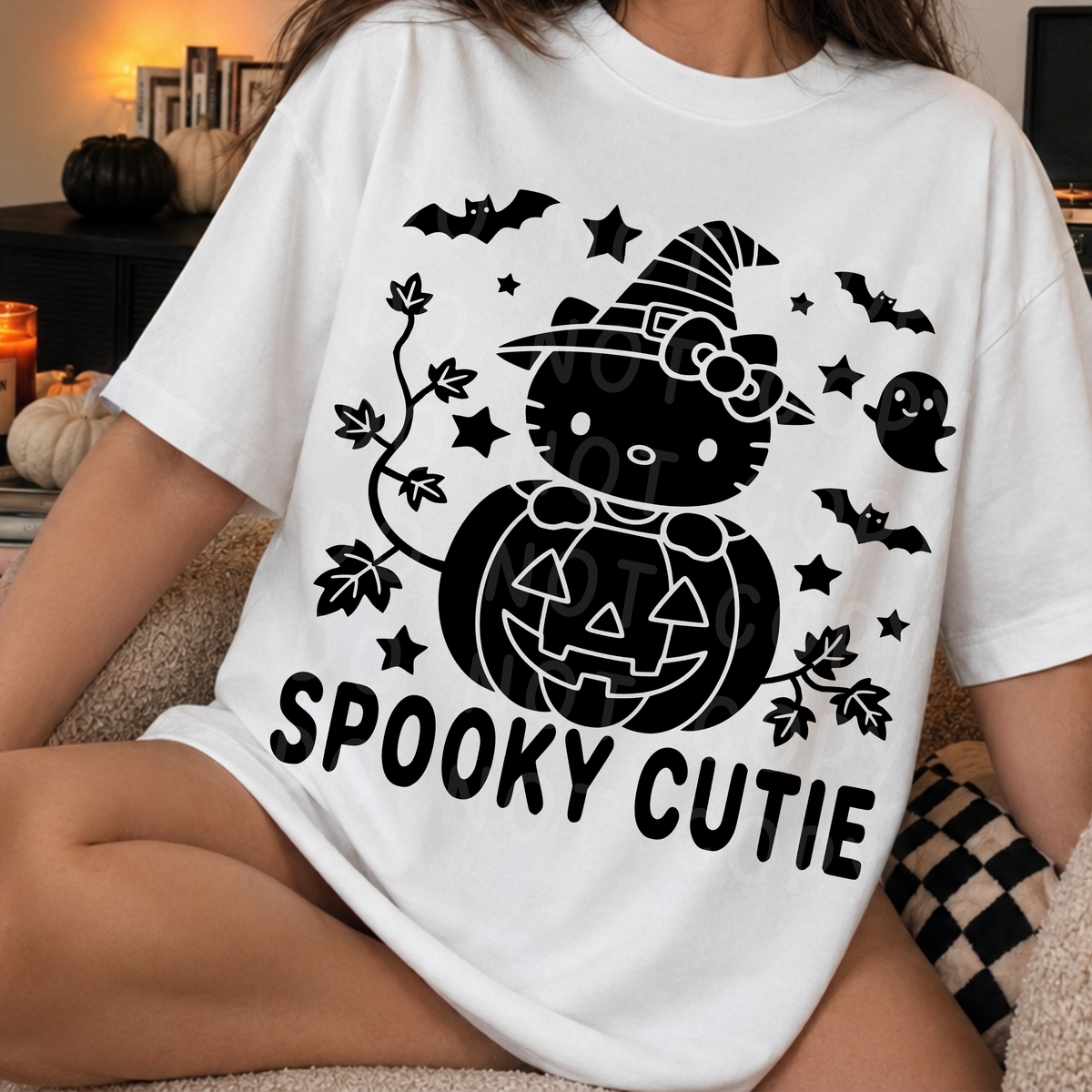 Spooky Cutie Witch Cat Halloween PNG Design