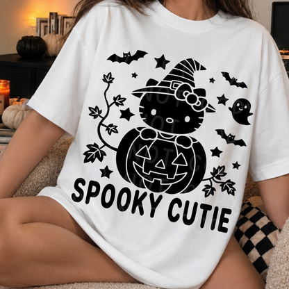 Spooky Cutie Witch Cat Halloween PNG Design