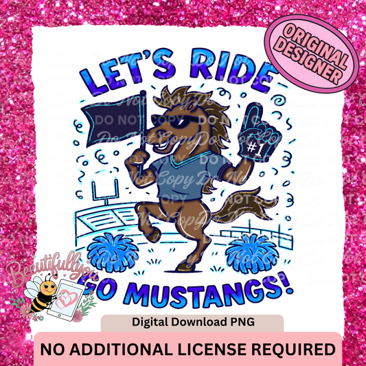 Let’s Ride – Go Mustangs! Mascot PNG Design