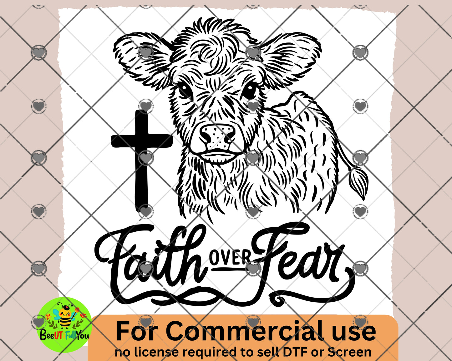 Faith Over Fear Cow Design - Multiple Color Options Digital Download