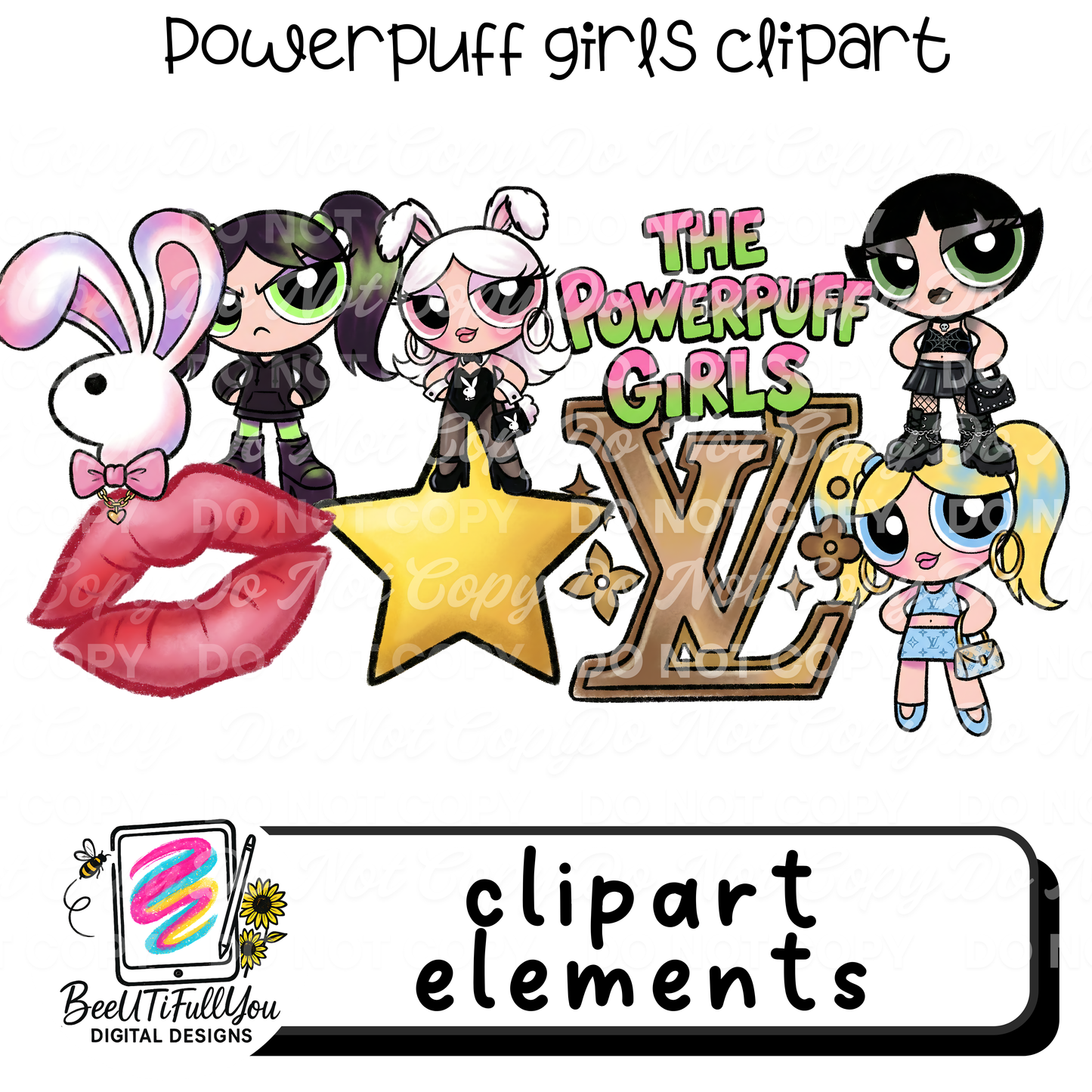 Inspired Clipart PNG Set | 9 Cute Pop Art Elements | Girly Y2K Clipart | Commercial Use Digital Download