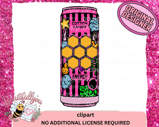 Cotton Candy Energy Drink Clipart – Hand Drawn PNG for Custom Designs