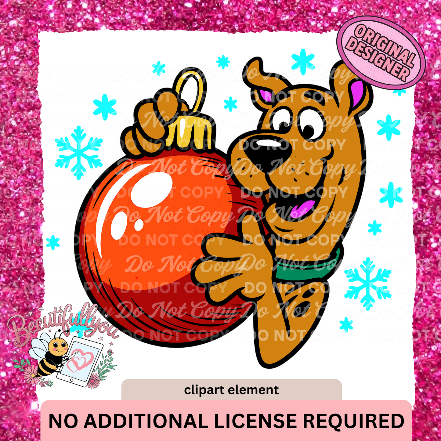 Scoob Christmas Clipart Element | PNG Download | With & Without Snowflake Background