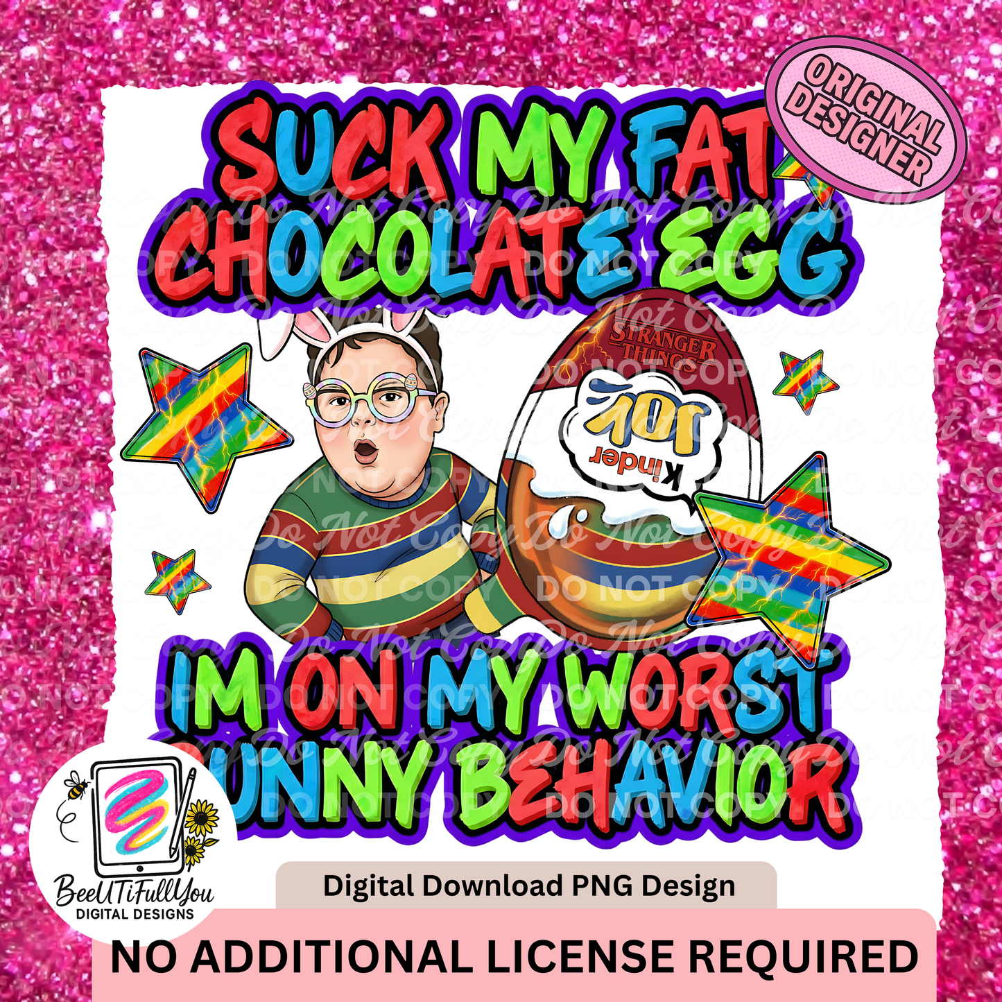 Suck My Fat Chocolate Egg PNG, Funny Easter Design, Bunny Behavior Shirt Design, With & Without Middle Finger