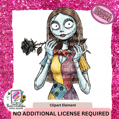 Valentine Nightmare Clipart Pack,  Gothic Valentine Clipart Elements Download