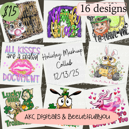 Holiday Mashup Finished Design Bundle 12/13/25 • 16 PNG Designs • BeeUTiFullYou x AKC Digitals