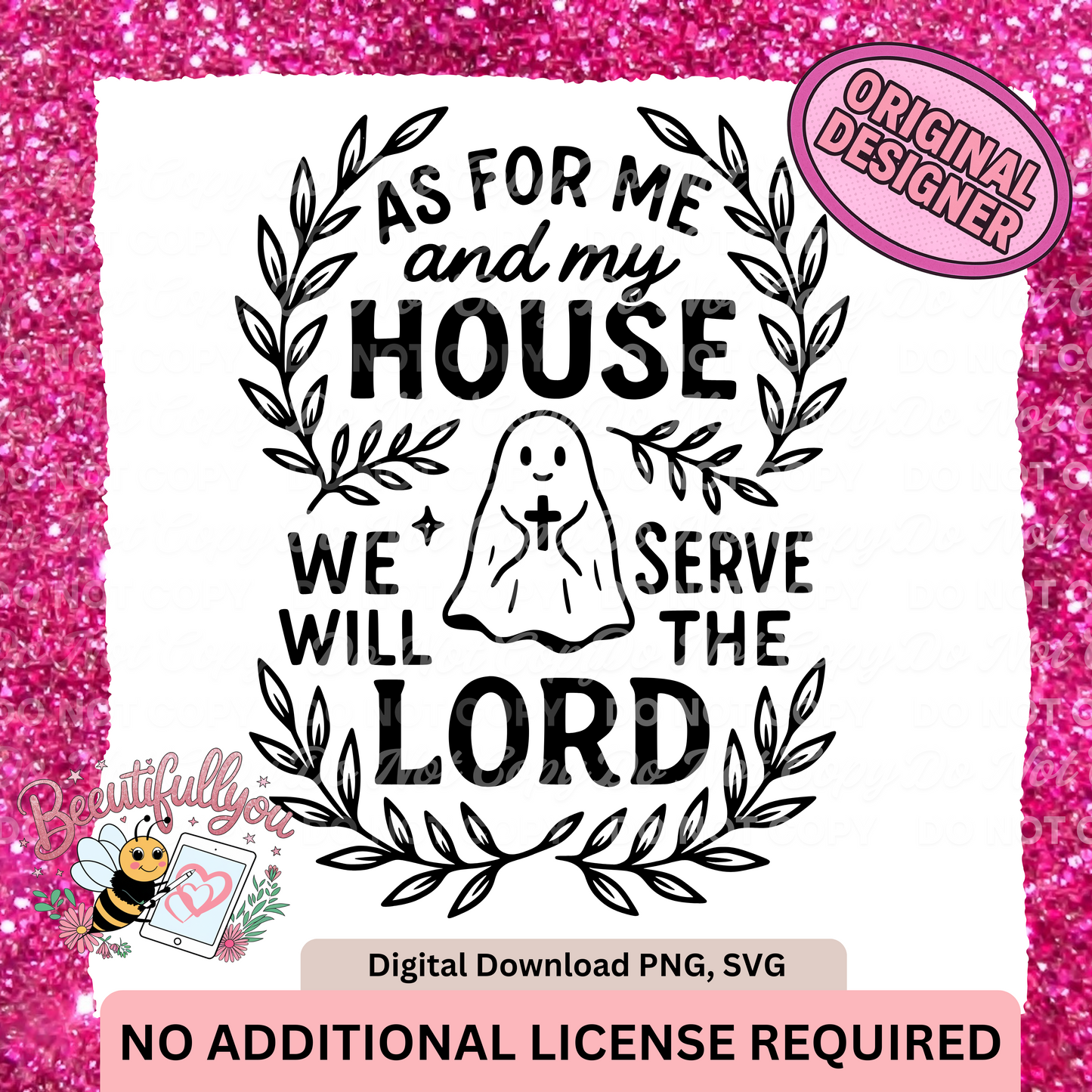 As For Me and My House We Will Serve the Lord PNG SVG | Christian Ghost Funny Faith Digital Download