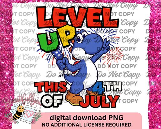 Level Up This 4th of July PNG – Gamer Style Patriotic Download