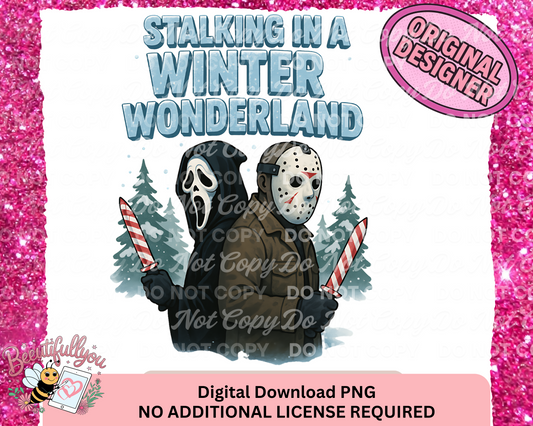 Stalking in a Winter Wonderland PNG | Funny Horror Christmas Ghostface Jason Digital Download