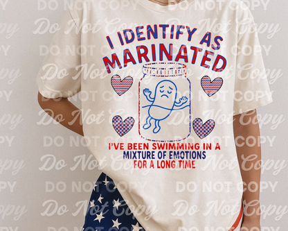 I Identify As Marinated PNG – Funny Sad Pickle Digital Design, Mental Health Humor Quote, Transparent Background, Sublimation Clipart